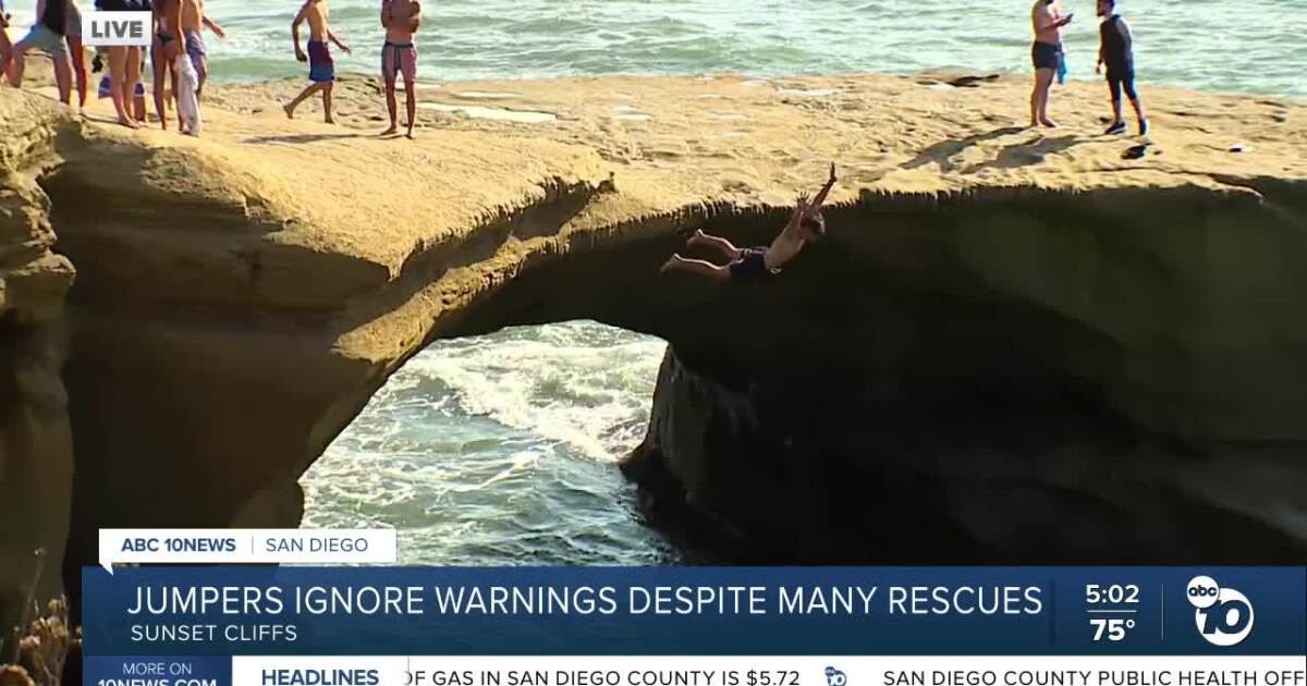 Cliff jumpers ignore warnings despite multiple rescues at Sunset Cliffs