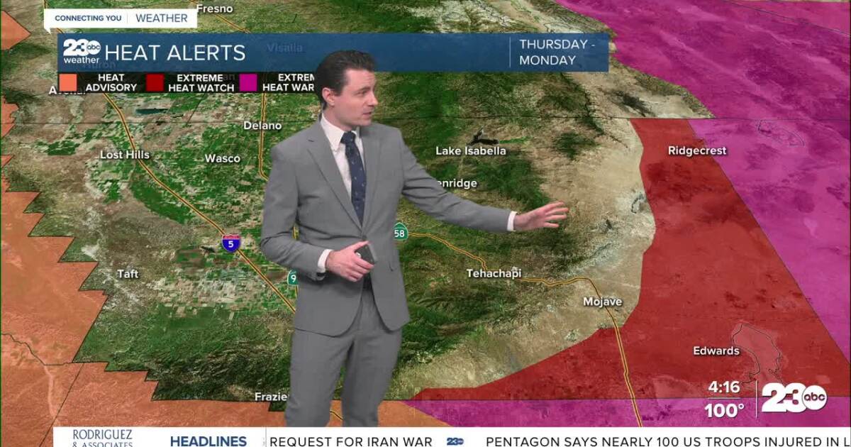 Around 100° in Bakersfield, hotter in eastern Kern