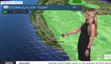 Chance for isolated thunderstorms in eastern Kern County on Monday