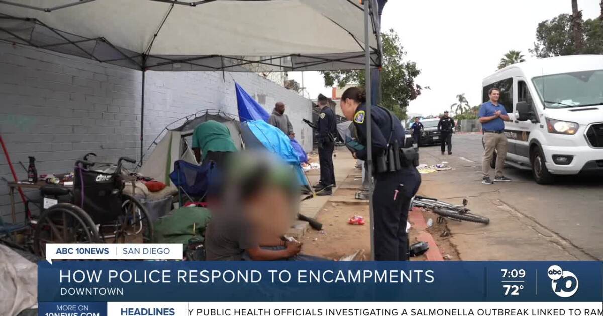 San Diego police tackle downtown homeless encampments