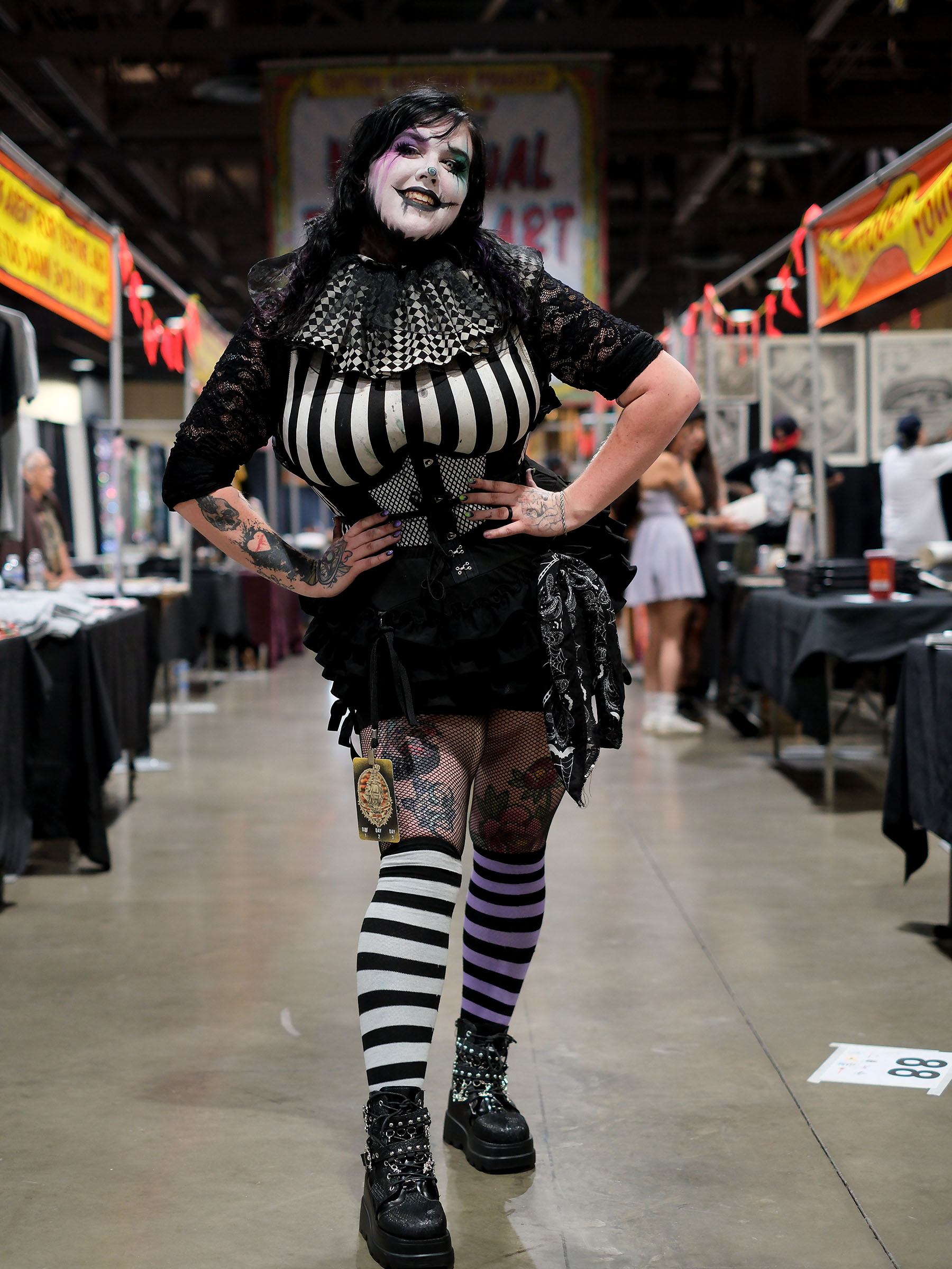 Tattoo artist at Long Beach Tattoo Arts Festival 2026 at the Long Beach Entertainment Center.