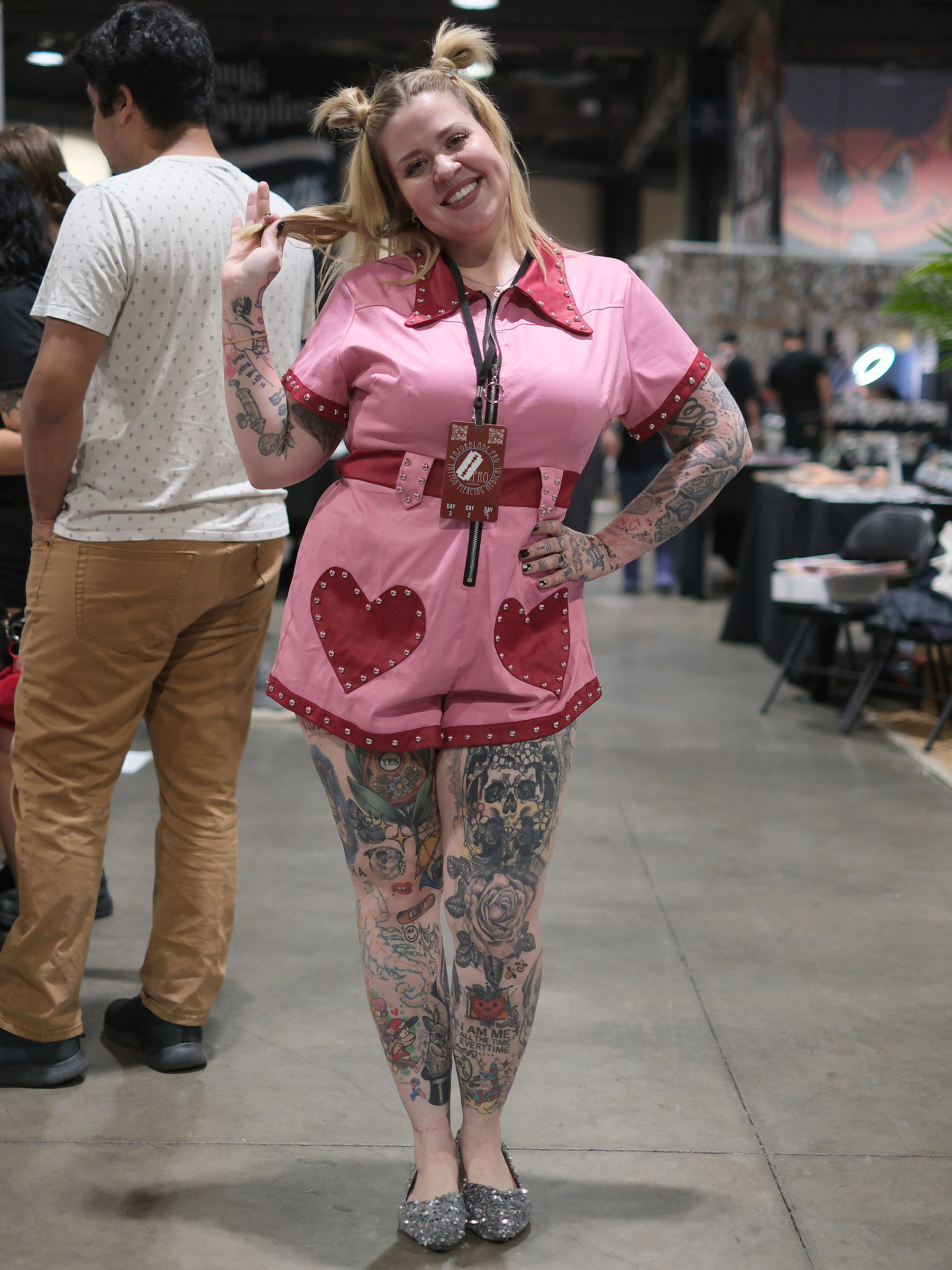Tattoo artist at Long Beach Tattoo Arts Festival 2026 at the Long Beach Entertainment Center.