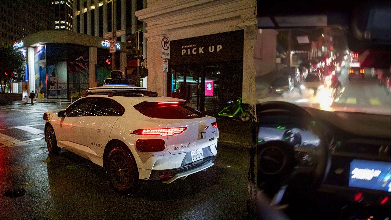 Waymo autonomous vehicle drives into lit fireworks in San Francisco