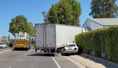 Sacramento elementary school struck by big rig after driver swerves to avoid car