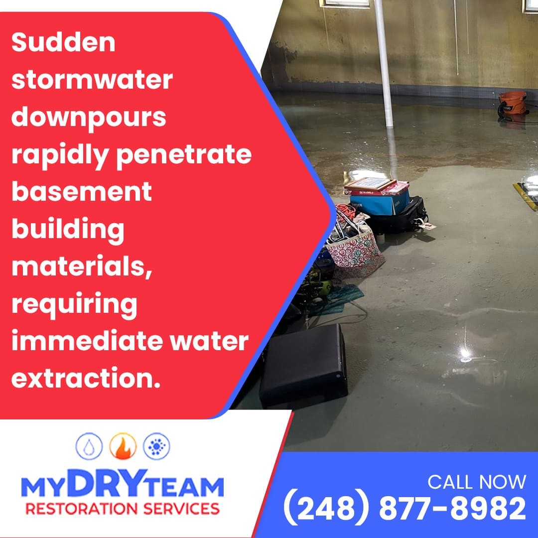 Flooded basement with standing water
