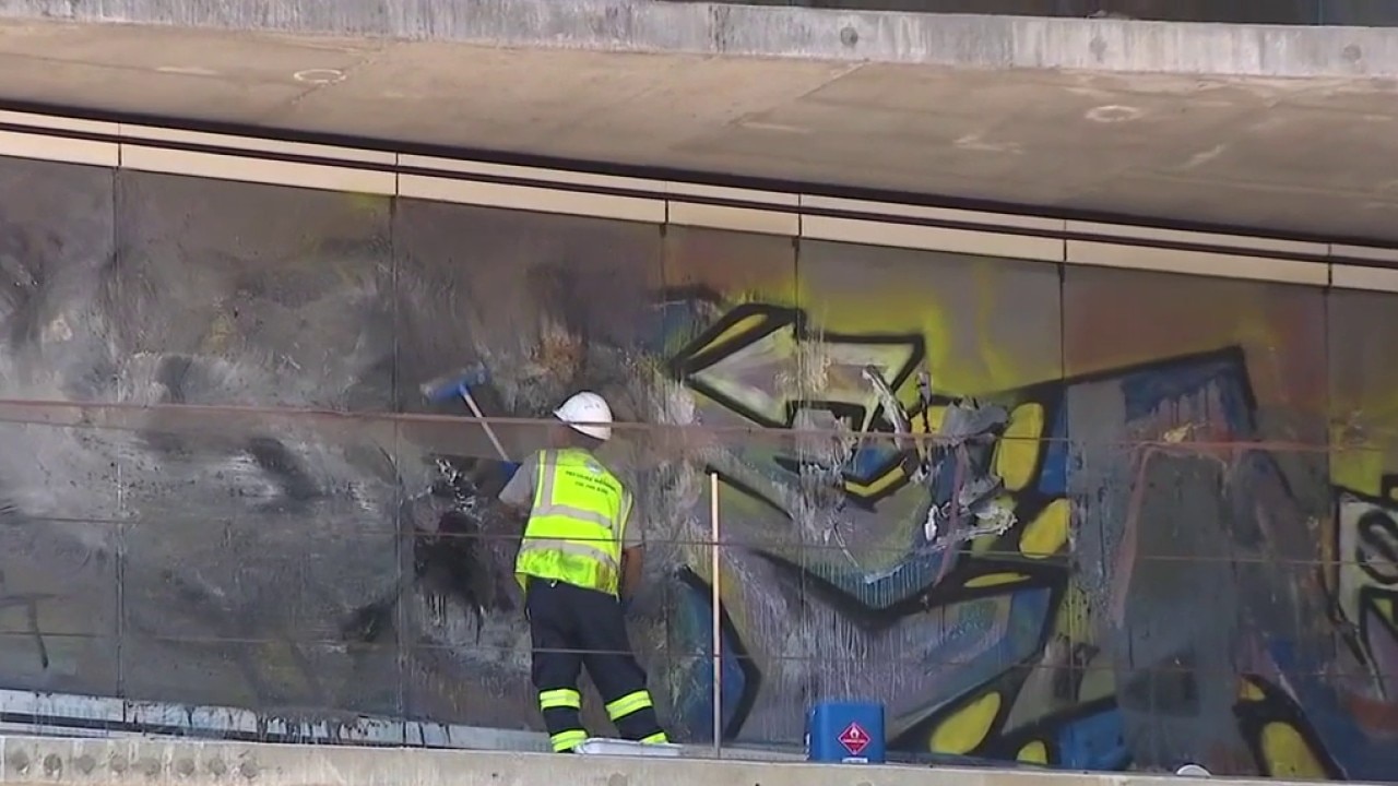 Cleanup underway at 'graffiti towers'