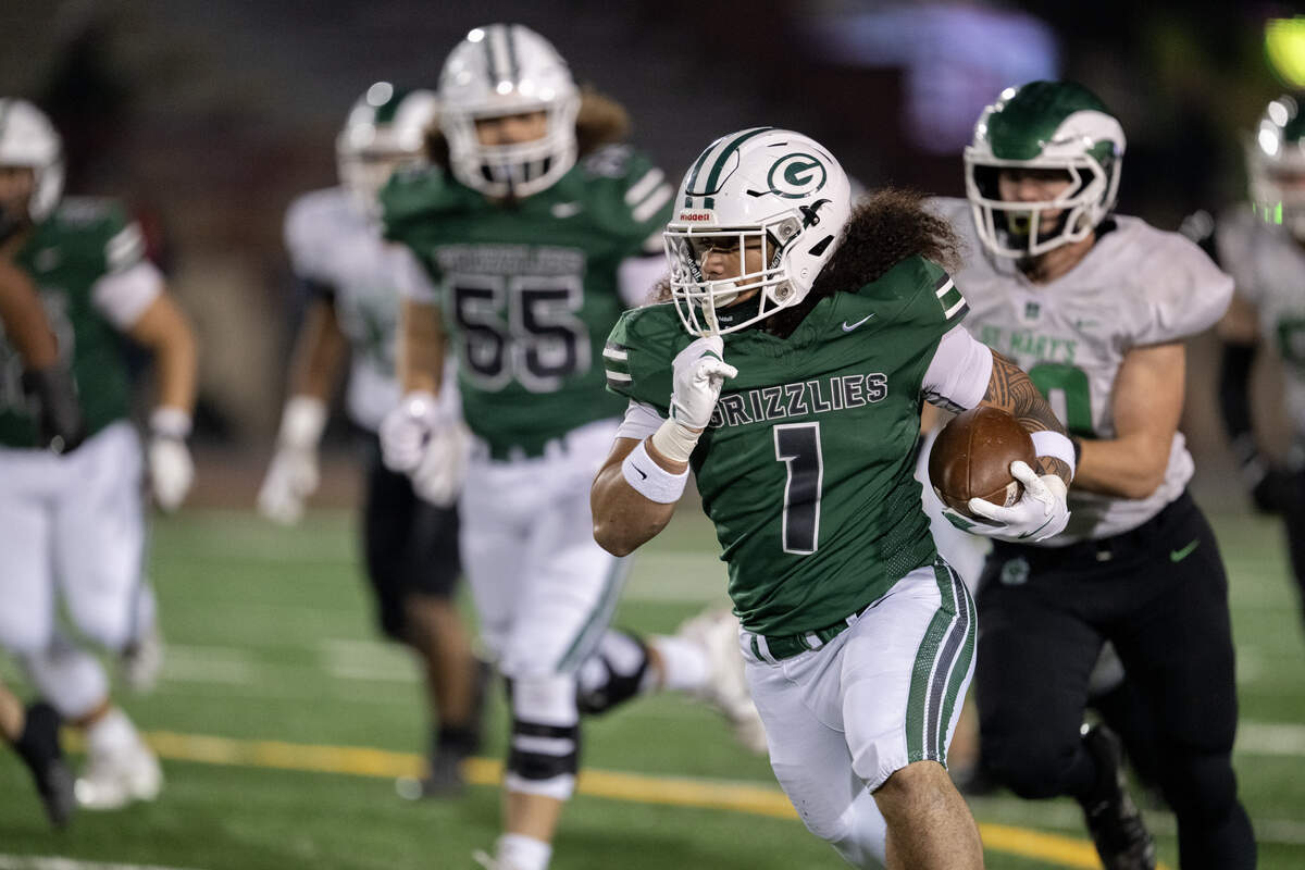 The Granite Grizzlies' Isaiah Ene runs in for the first Grizzlies touchdown in the first half against the St. Mary’s Rams in the CIF Sac-Joaquin Section football Division ll championship on Saturday, Nov. 29, 2025, at Hughes Stadium in Sacramento.