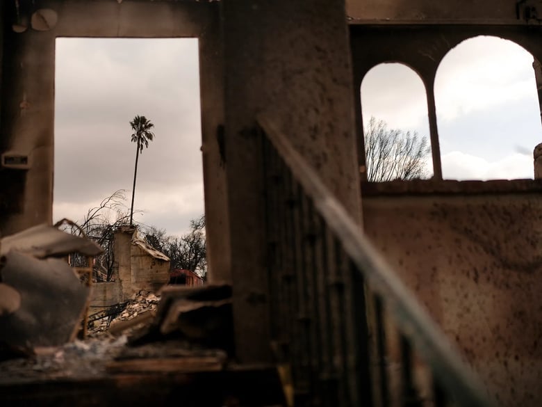 The Eaton Fire leaves devastation behind in Altadena on Jan. 17, 2025.