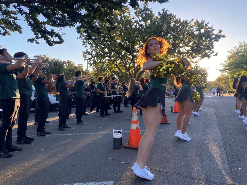 Students with the Sacramento State Cheer and Dance troupe and a 30-person marching band welcomed incoming first-year students to campus on Wednesday, Aug. 26.