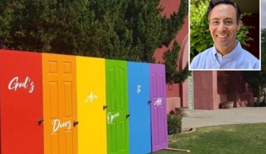 Rainbow church doors vandalized twice in Fresno this summer