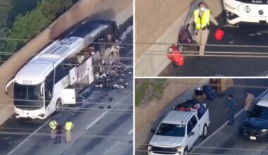 Deadly tour bus fire in Hacienda Heights closes 60 Freeway