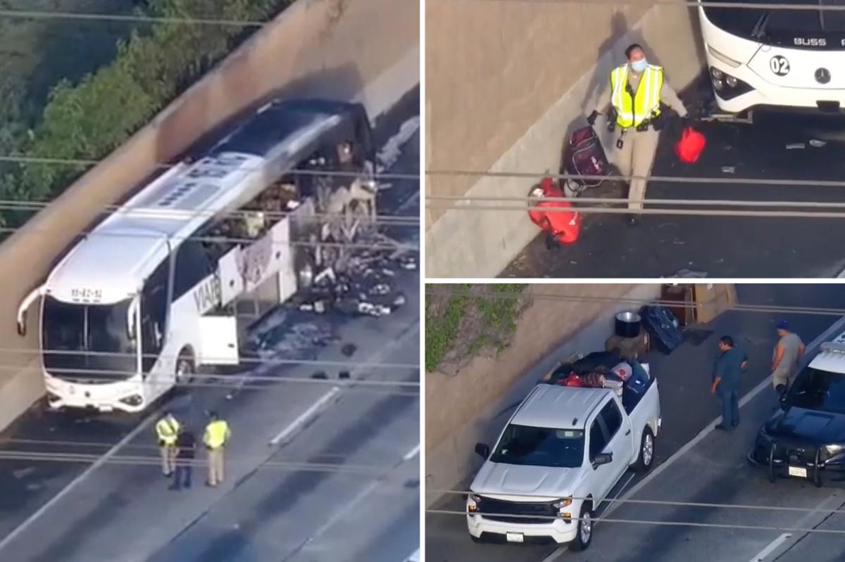 Deadly tour bus fire in Hacienda Heights closes 60 Freeway