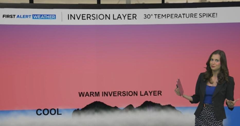 An inversion layer makes Bay Area mountains warmer, not colder, at high elevations