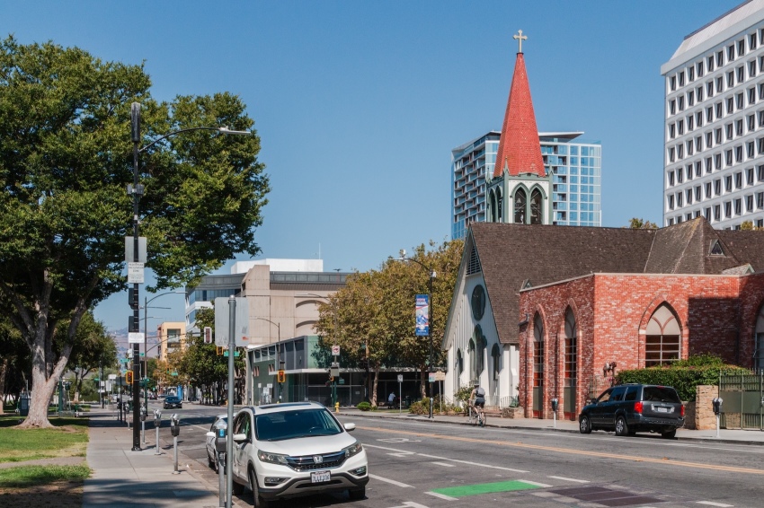 Trinity Cathedral (Episcopal) in San Jose, California, was built in the 1860s. 