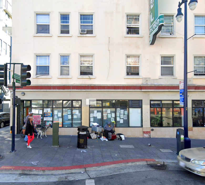A building and sidewalk in San Francisco's SoMa District. 