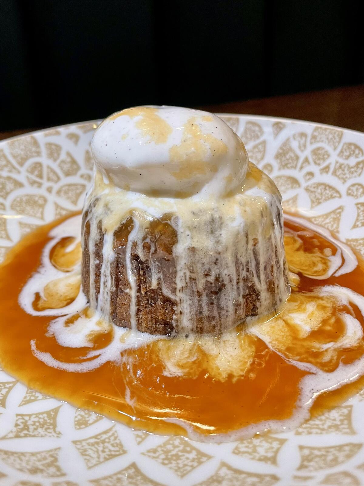 The sticky toffee pudding served at Gordon Ramsay at The Carnaby.