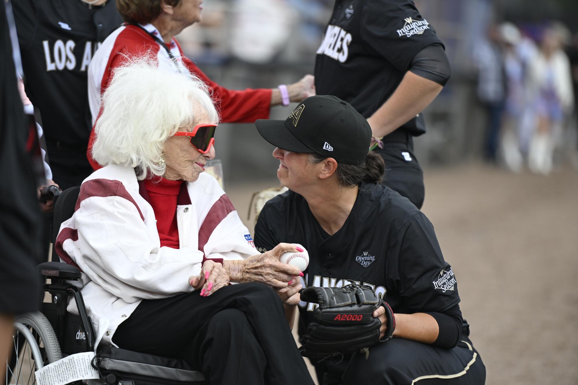 Former All-American Girls Professional Baseball League player Maybelle Blair and the Queens' Elodie O'Sullivan talk.