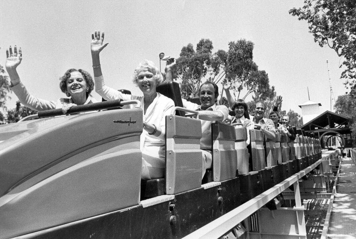 The Knott family rides Montezooma's Revenge on its opening day in 1978.