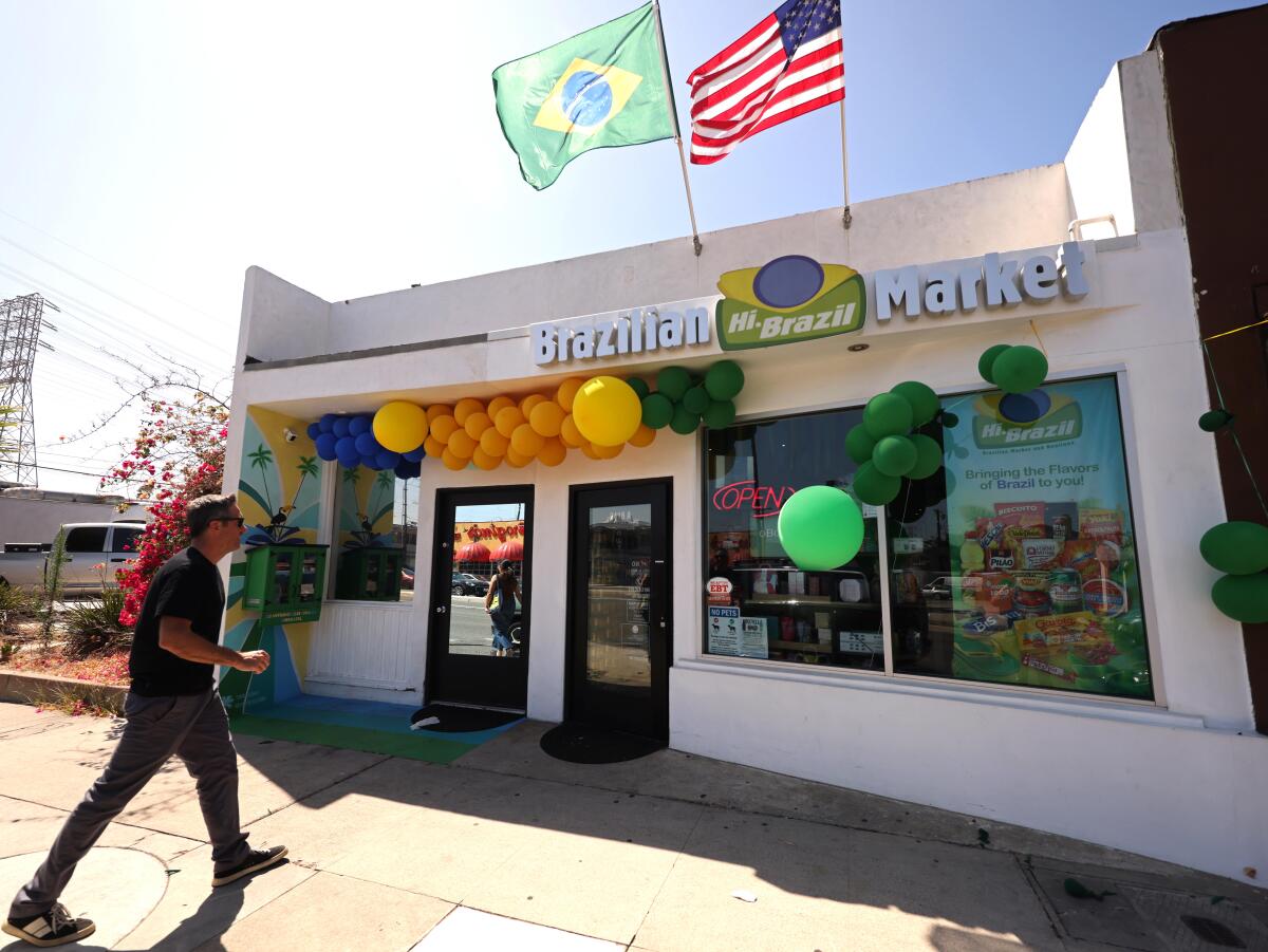 Sandy Mattice heads to Hi Brazil, a Brazilian market in Redondo Beach on July 31.