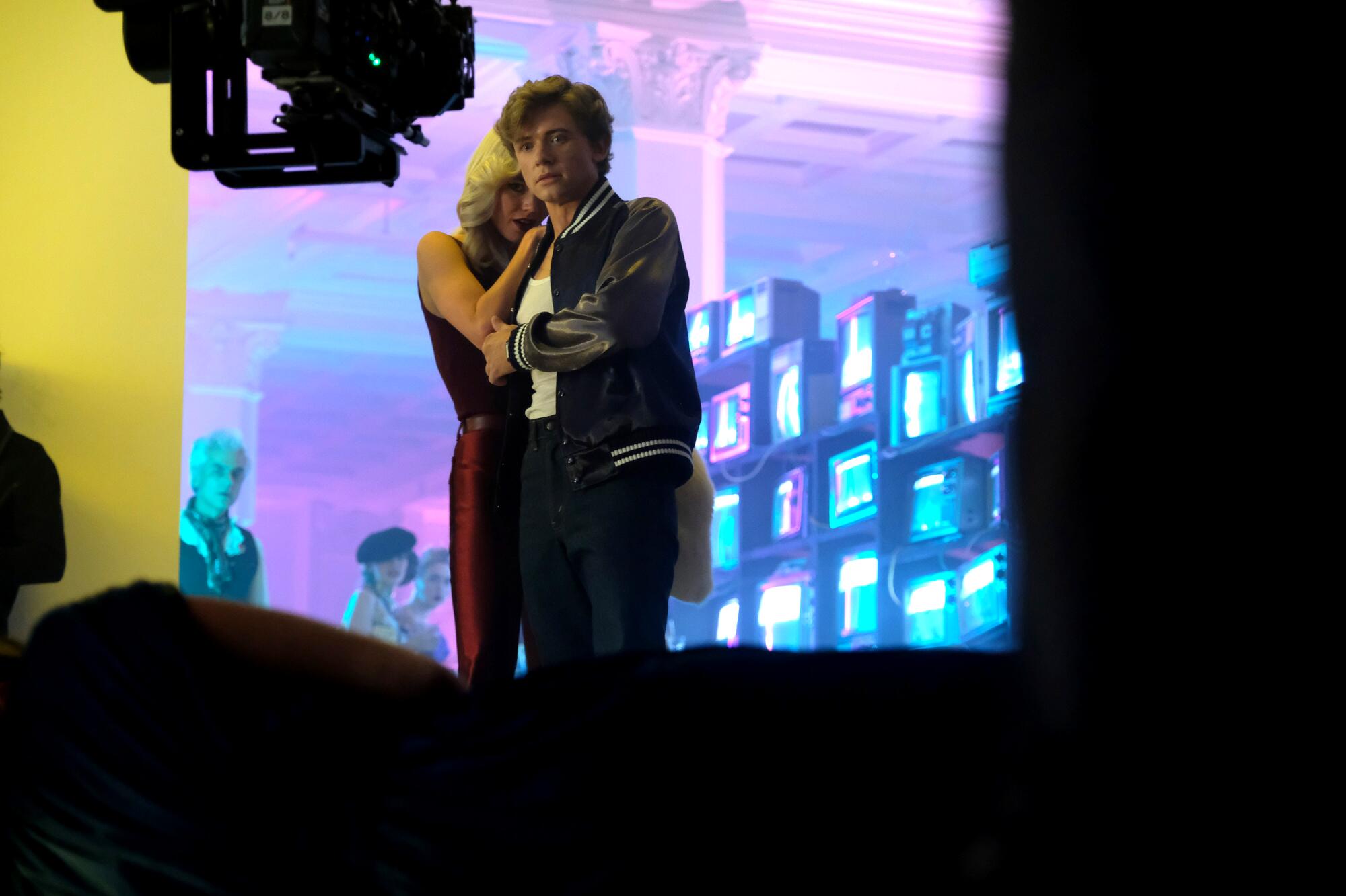 Hayes Warner (as Debbie Schaffer) and Igby Rigney (as Bret Easton Ellis) film a scene for "The Shards."