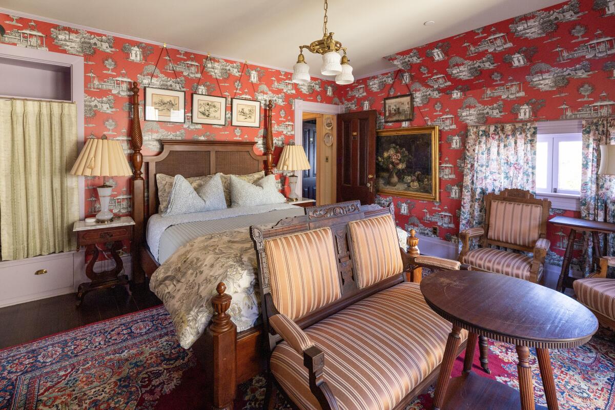 MONROVIA, CA - JULY 28, 2026: The Bradford Suite in the Arthur House at the Arthur Blair Historic Inn in Monrovia, CA on Tuesday, July 28, 2026. It took three years to renovate the buildings. The suites are named after the families that lived in those rooms. (Myung J. Chun / Los Angeles Times)