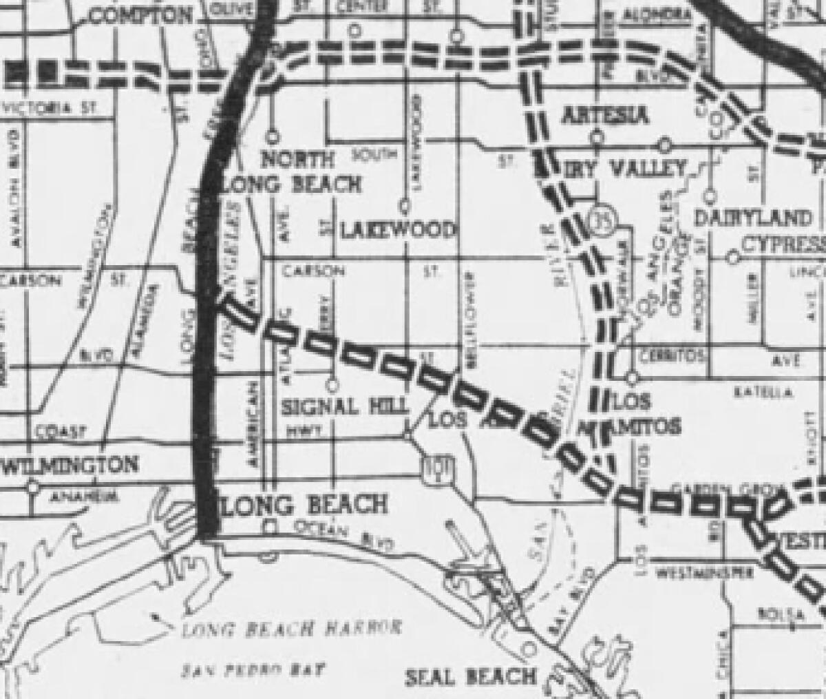 Plans for the San Diego Freeway in Long Beach.
