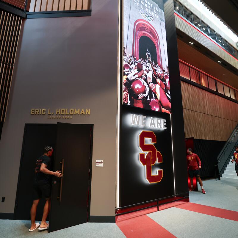 USC players make their way to the locker room.