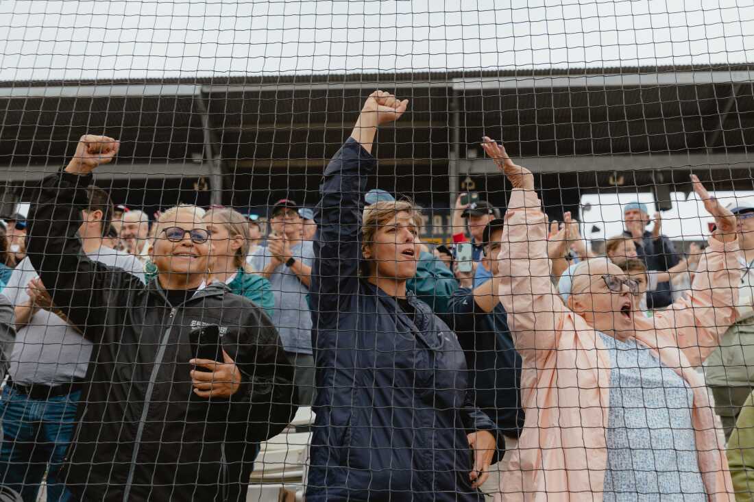 Fans behind home plate during Opening Day Ceremonies of the Women's Pro Baseball League. Springfield, IL, August 3, 2026.