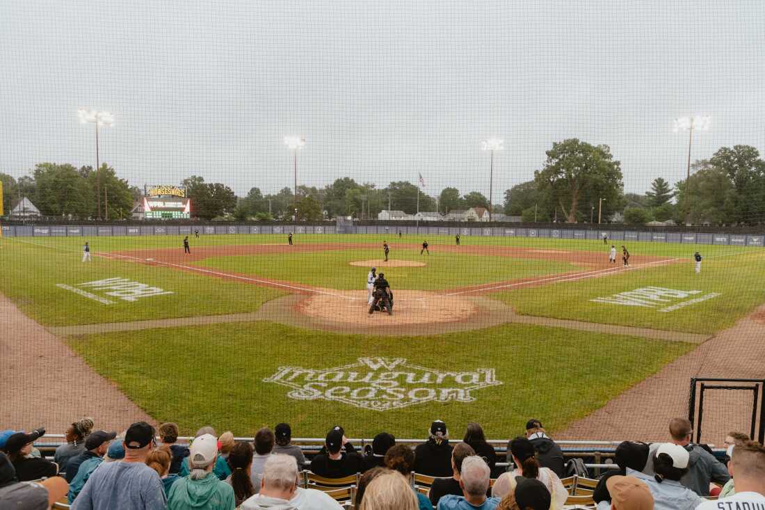 The first game of the Women's Professional Baseball League, hosted at Robin Roberts Stadium. The 5,200 seat stadium sold out for Opening Day and remained well attended in spite of persistent rain. Springfield, IL, August 2, 2026.