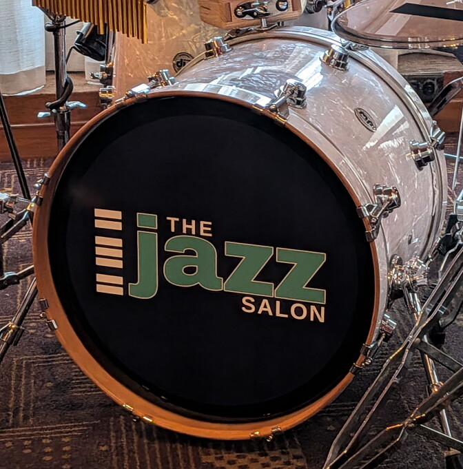 A dream snare with the words "The Jazz Salon" on it.