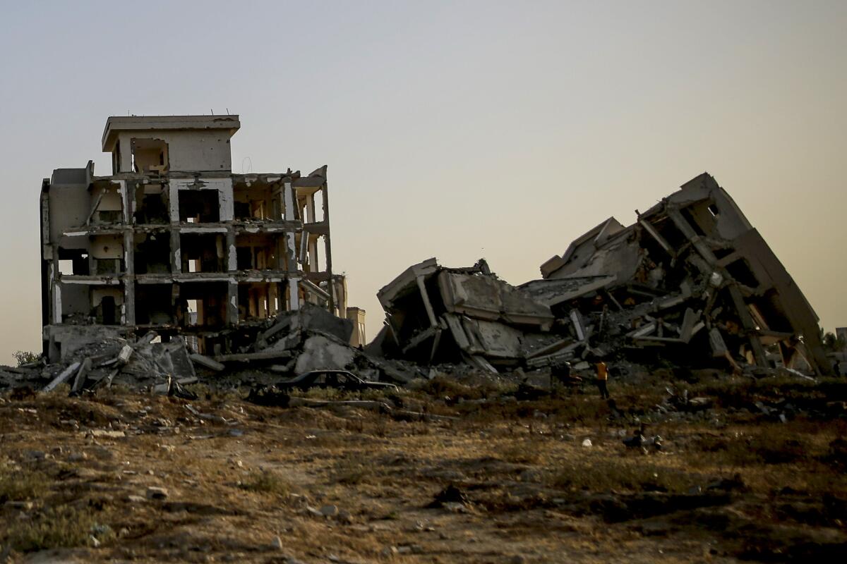 Destroyed buildings in the area east of Deir al-Balah