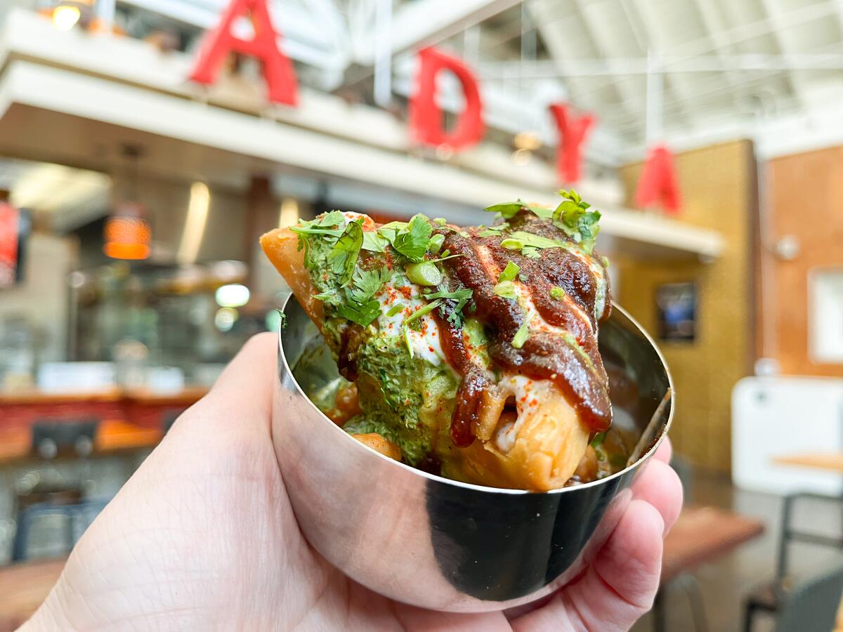 Samosa chat from ADYA at the Anaheim Packing District.