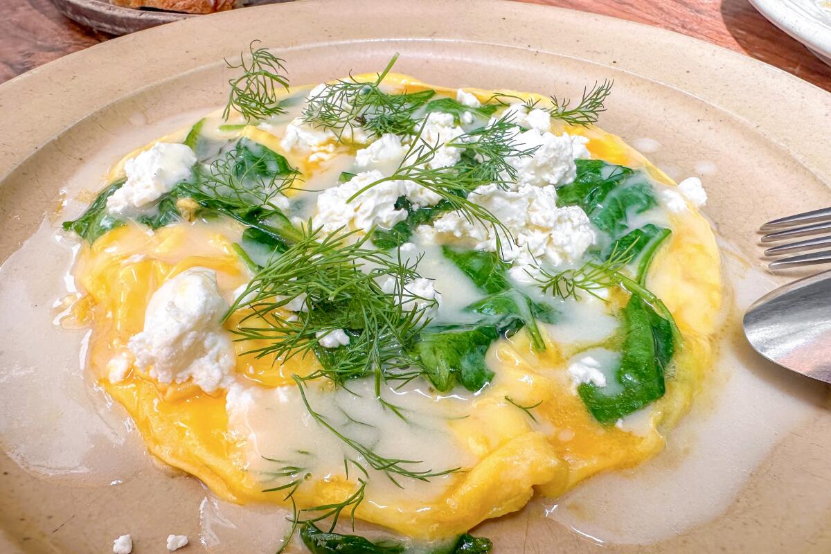 Omelet crespéus at Lulu restaurant inside the Hammer Museum 