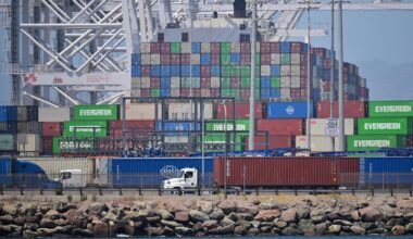 Shipping containers are seen at the Port of Long Beach,  the second-busiest container seaport in the United States, in Long Beach, California, July 17. AFP-TNS
