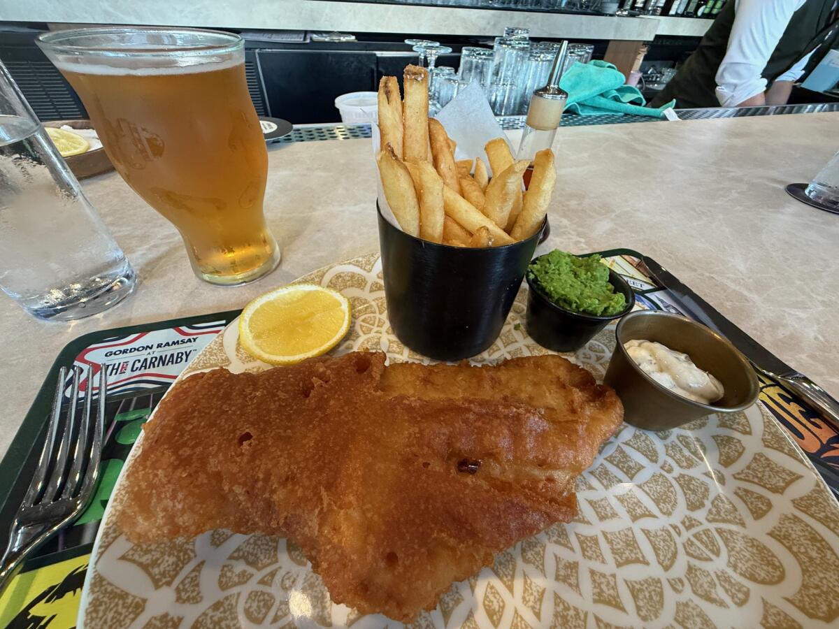 The fish and chips from Gordon Ramsay at the Carnaby at Downtown Disney.