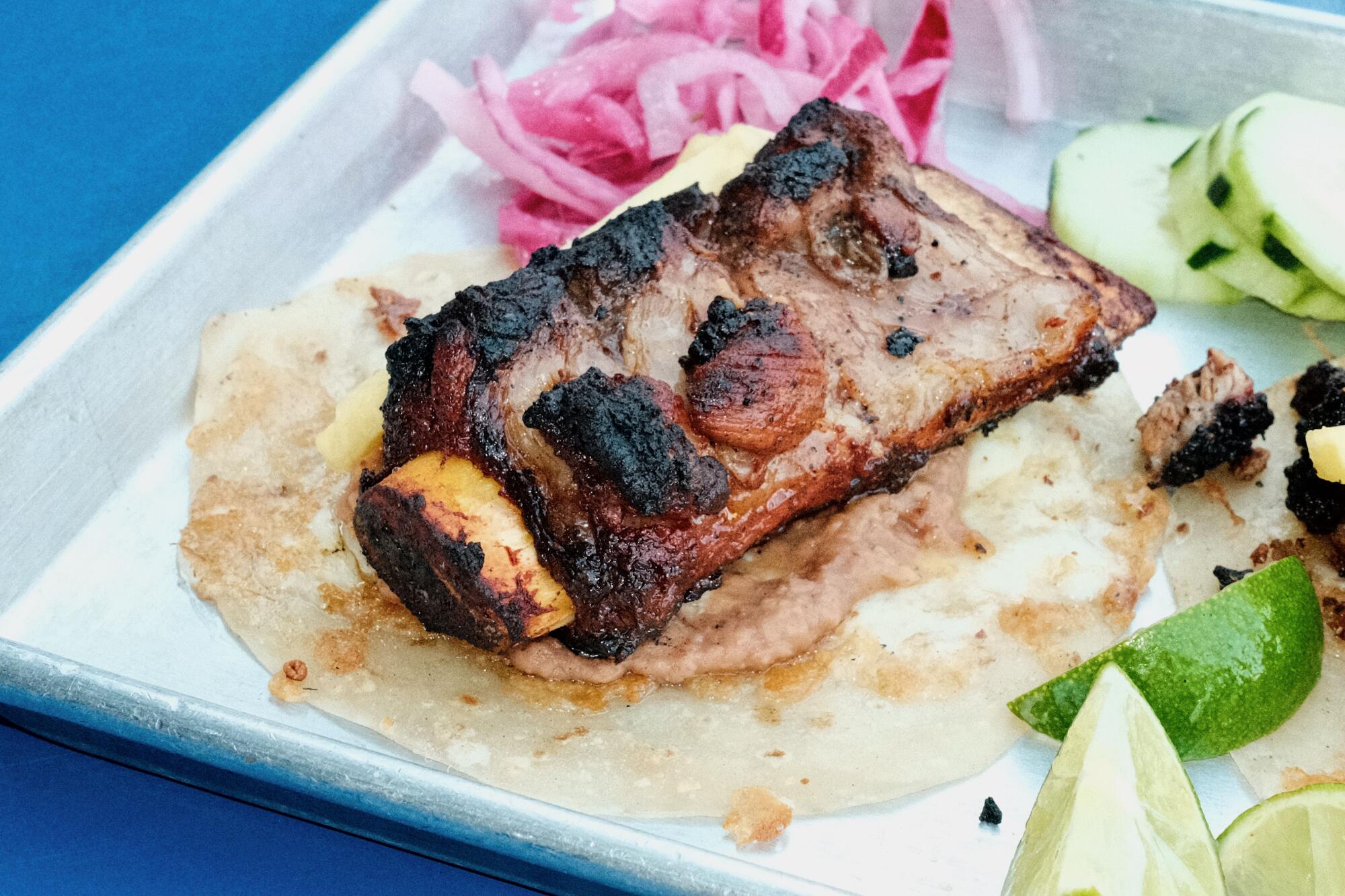 A bone-in costilla taco special at El Ruso's new Studio City restaurant.