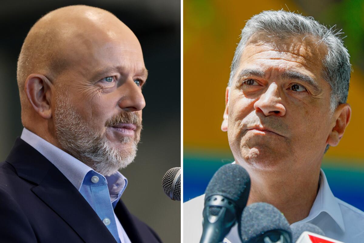 Left; Calif. gubernatorial candidate Steve Hilton. Right; Calif. gubernatorial candidate Xavier Becerra.