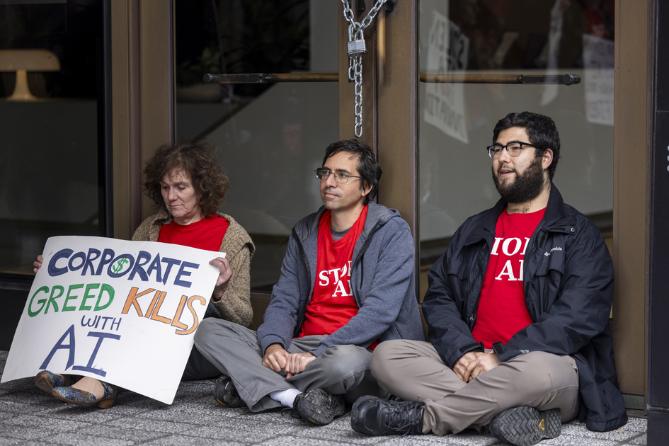 ‘I’m not the one that should be in jail’: OpenAI protester, 69, turns herself in
