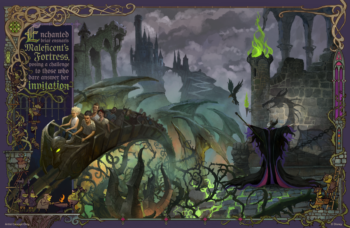 Concept art for the Maleficent attraction coming to Villains Land.