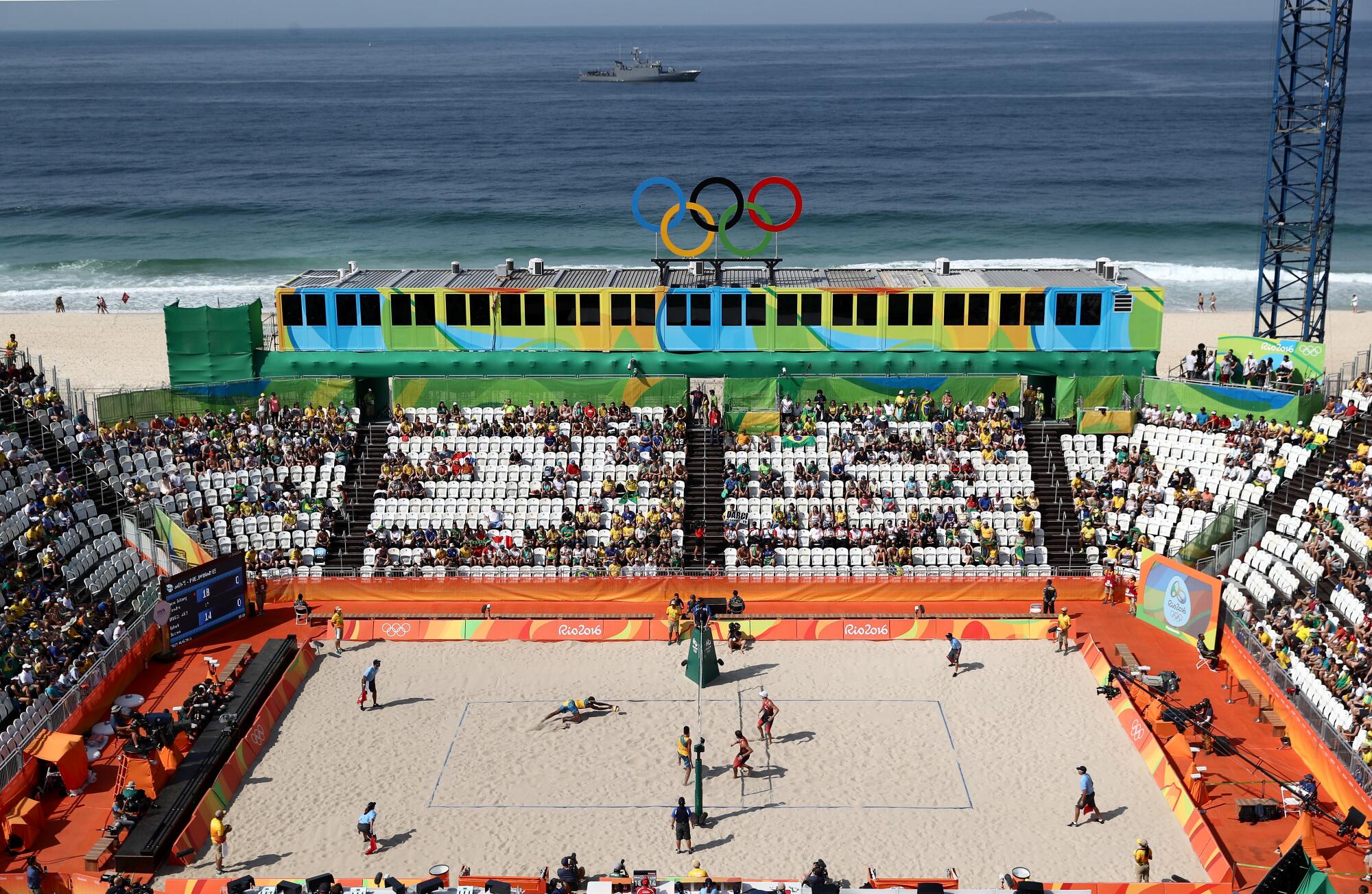 Chaim Schalk and Ben Saxton of Canada compete against Pedro Solberg and Evandro Goncalves Oliveira Junior of Brazil.