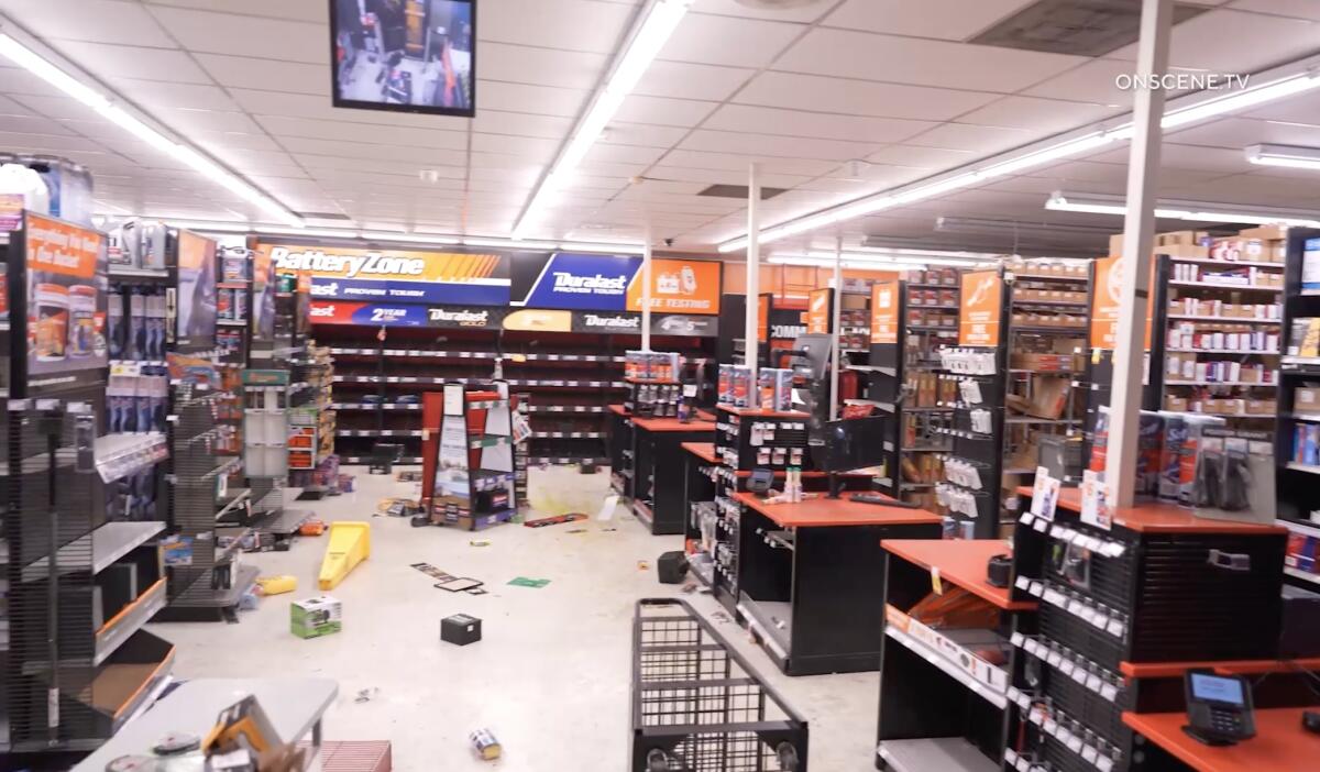 An AutoZone on Atlantic Boulevard in East L.A. after being ransacked on August 9.
