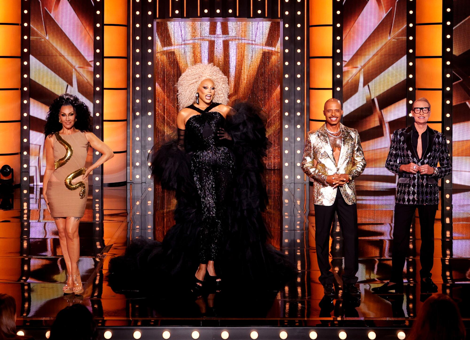 Michelle Visage, left, RuPaul, Jamal Sims and Carson Kressley in "RuPaul's Drag Race."