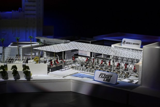 Avengers Campus expansion model including Stark Flight Lab at the Imagineering: Horizons pavilion during a media preview of the D23 Disney fan expo on Thursday, August 13, 2026, in Anaheim. (Photo by Jeff Gritchen, Orange County Register/SCNG)