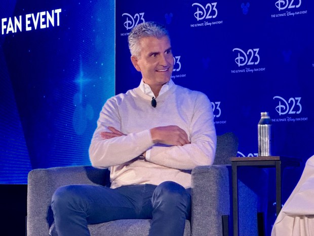 Disney CEO Josh D'Amaro is interviewed on Aug. 16, 2026 during a D23 media briefing in Anaheim.(Photo by Brady MacDonald, Orange County Register/SCNG)