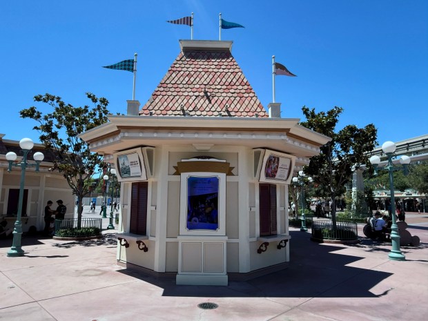 A ticket booth on the east end of the Esplanade between Disney California Adventure and Disneyland Park in Anaheim on Monday, August 17, 2026. Starting this week, Disney will demolish four ticket booths in preparation for a new pedestrian bridge over Harbor Boulevard. (Photo by Jeff Gritchen, Orange County Register/SCNG)