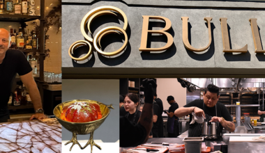 collage of restaurant stuff
