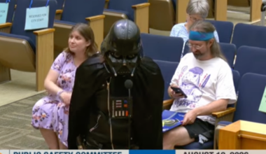 Watch: Man dressed as Darth Vader speaks on Flock cameras at San Diego council meeting