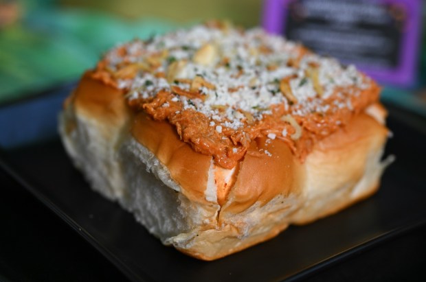 Buffalo Chicken Ranch Pull-apart Bread with cream cheese, parmesan ranch and fried onions available at outdoor vending carts throughout California Adventure inside California Adventure. Photographed on Friday, August 21, 2026, in Anaheim. (Photo by Jeff Gritchen, Orange County Register/SCNG)