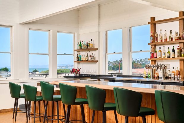 The bar at the Mess Hall at the Presidio has a gorgeous view of the San Francisco Bay. (Courtesy of Erin Ng)