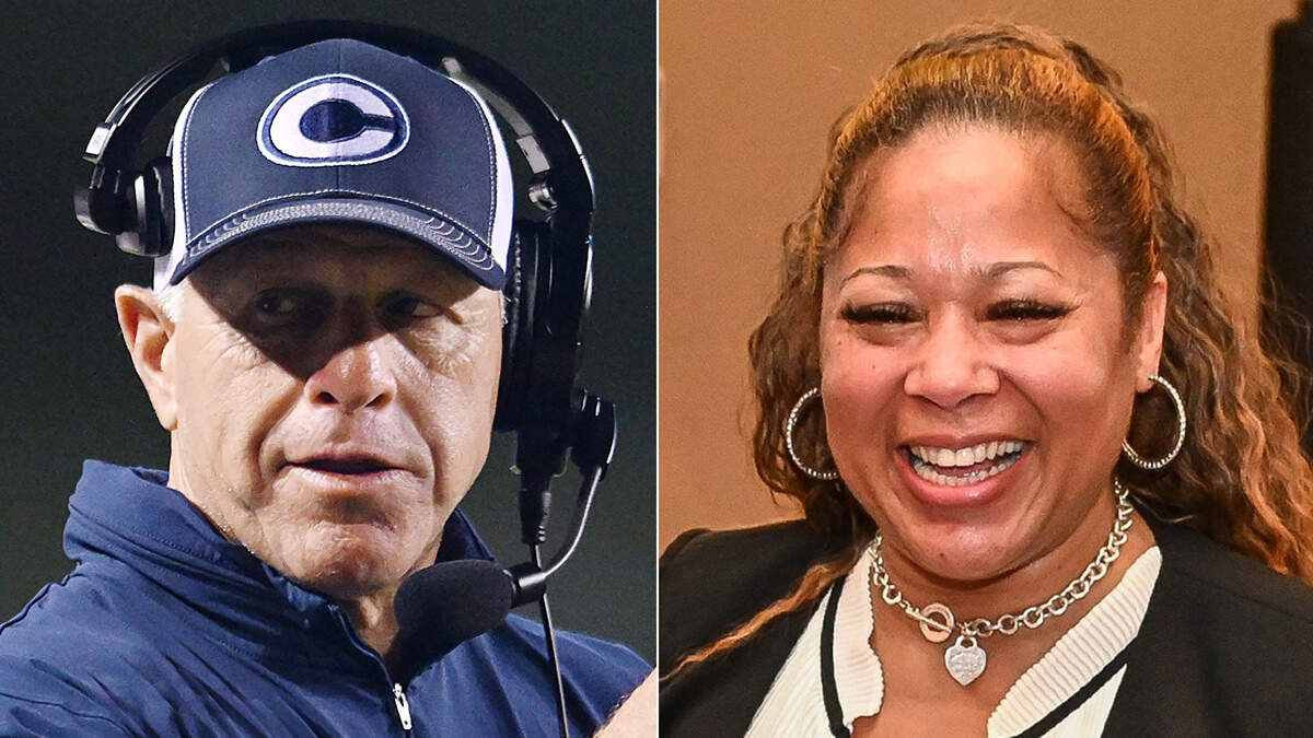 Bullard High football coach Don Arax, left, and FUSD trustee Keshia Thomas, right. Bullard High football coach Don Arax, left, and FUSD trustee Keshia Thomas, right.